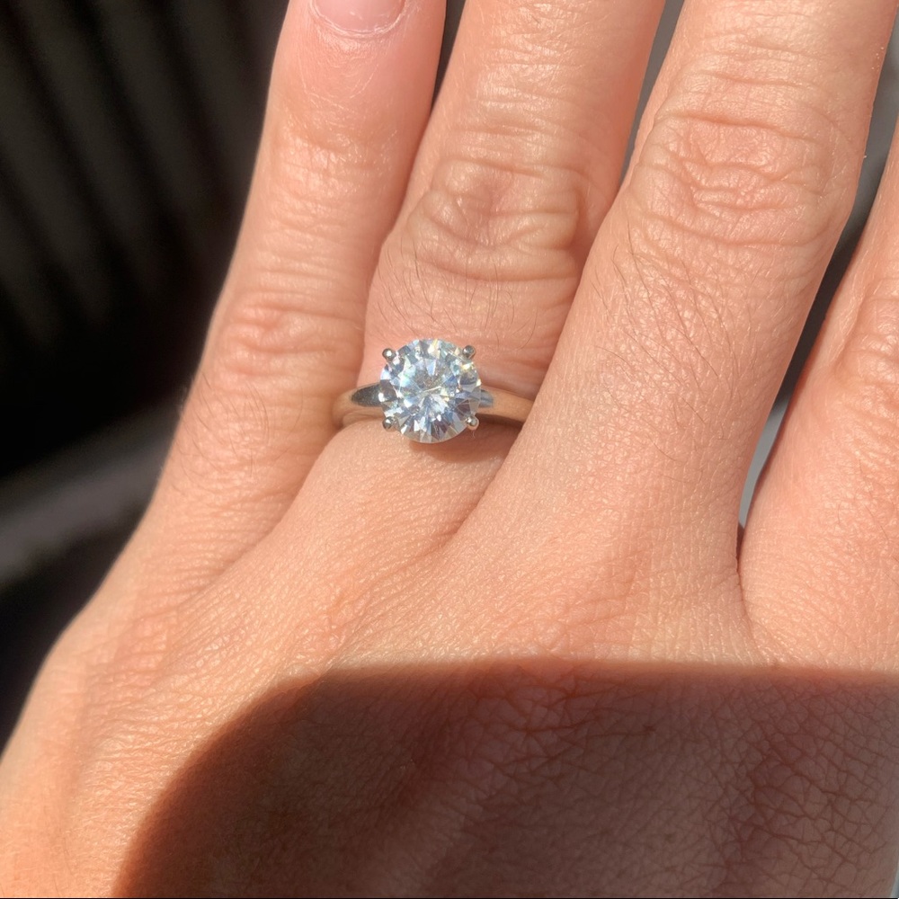 14K white gold 2 carat moissanite engagement ring